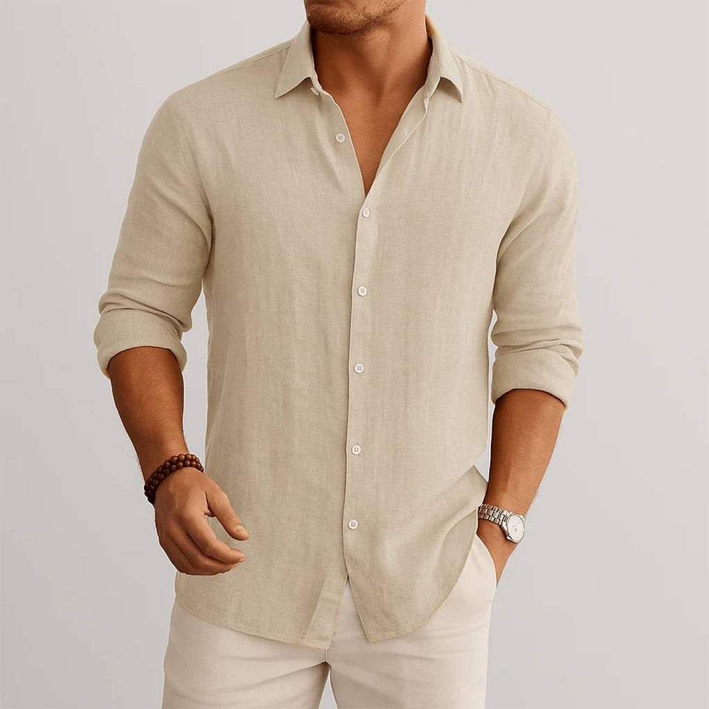 Camicia Da Uomo In Lino Premium A Vestibilità Classica