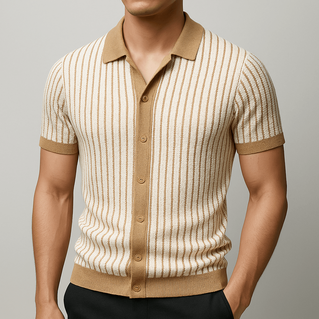 Playera Polo Hombre Casual Manga Corta Listrada con Detalles Ocos - Montserrat