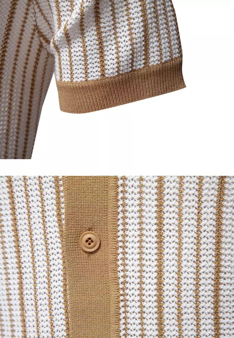 Playera Polo Hombre Casual Manga Corta Listrada con Detalles Ocos - Montserrat